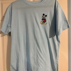 Light Blue T-Shirt with Mickey Mouse Chest Embroidery Size Large